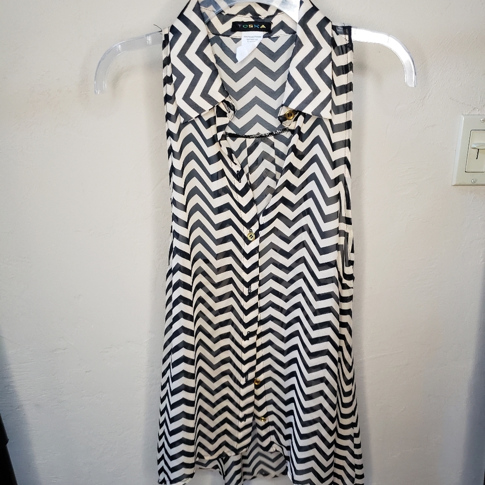 Button up Cheveron Blouse
